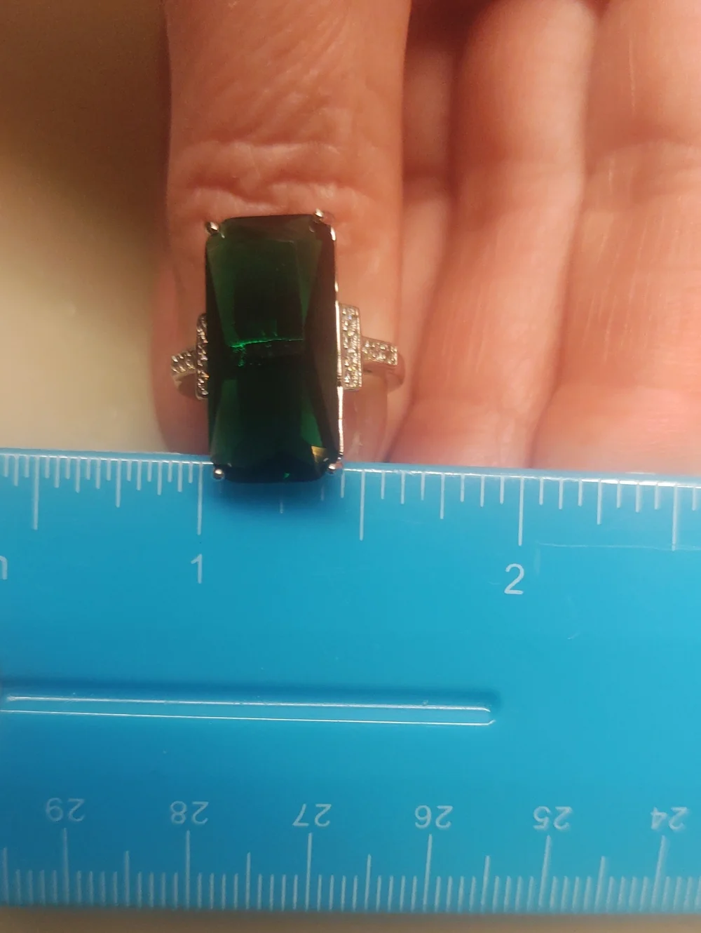 BOGO! NEW! Emerald Cut Large Green CZ Ring Size 6